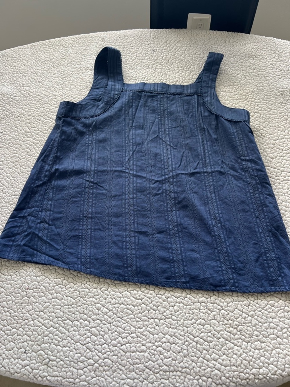 SUNDANCE Navy Textured Sleeveless Tank Top 100% cotton made in India Small